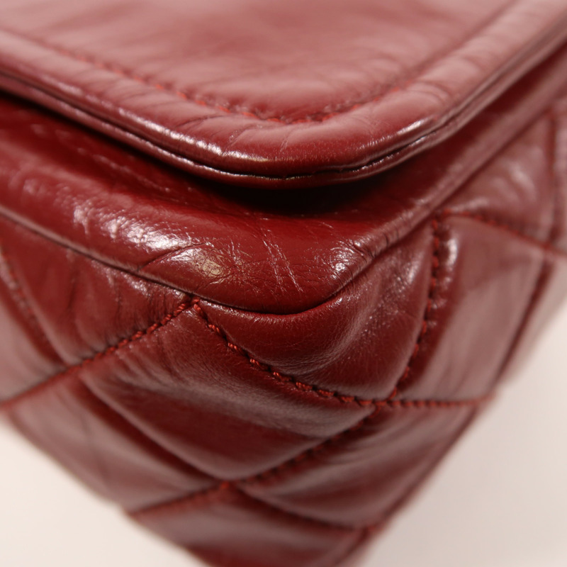 CHANEL 牛皮皮革Chain Shoulder銀扣鏈帶肩背袋-10