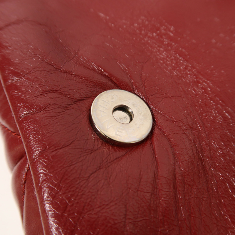 CHANEL 牛皮皮革Chain Shoulder銀扣鏈帶肩背袋-14