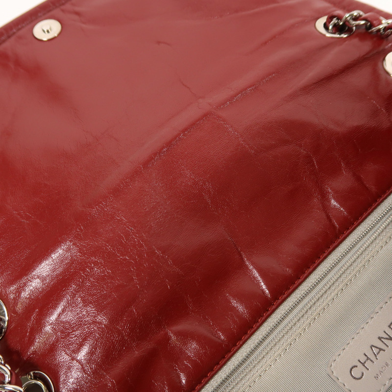 CHANEL 牛皮皮革Chain Shoulder銀扣鏈帶肩背袋-15