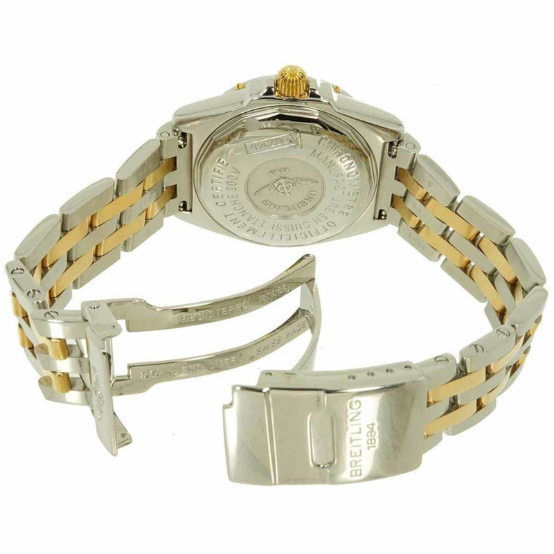 百年靈 Calisto 雙色腕錶 B77346 女士棕色日期顯示黃金石英錶-3