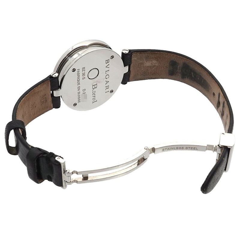 寶格麗 B-Zero1 BZ30S 女士日月光鑽石黑色石英腕錶-4