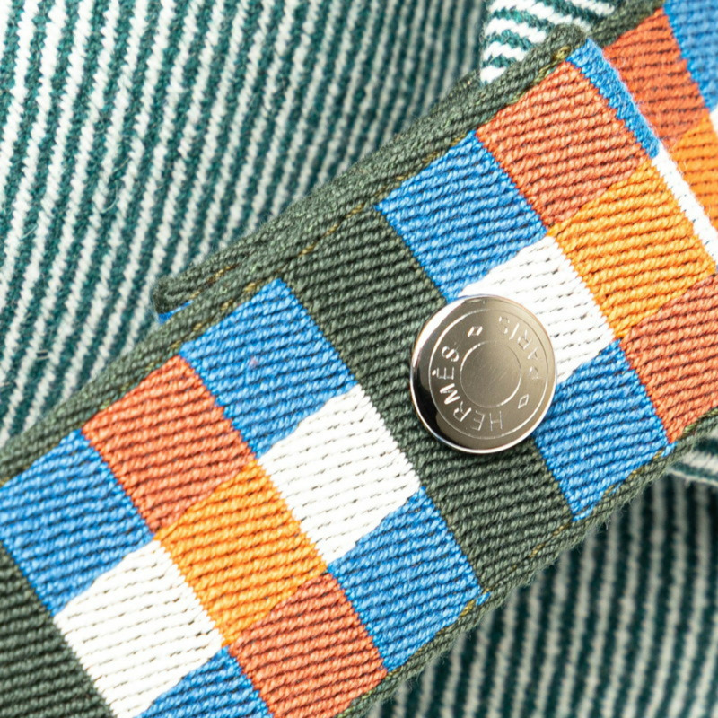 愛馬仕 Hermès Brid A 黑色 PM 手提包，綠色、藍色和橙色帆布材質，女士款-4