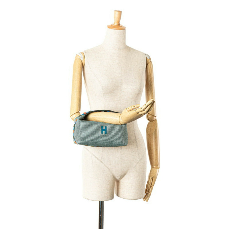 愛馬仕 Hermès Brid A 黑色 PM 手提包，綠色、藍色和橙色帆布材質，女士款-11