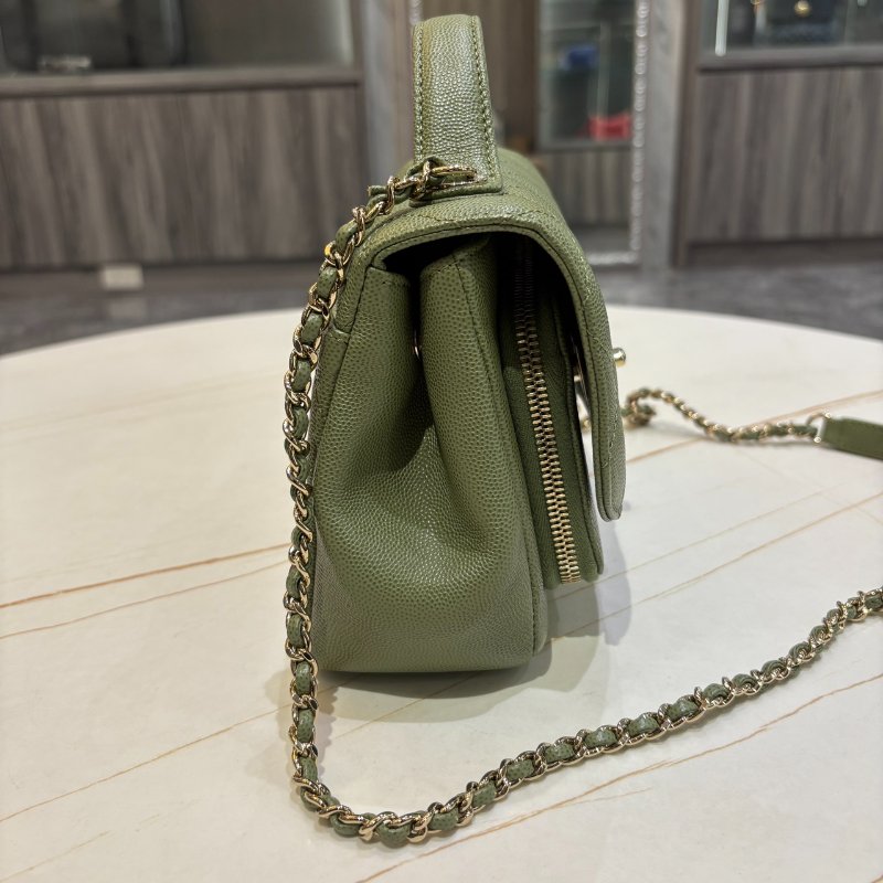 *SHIHNA名牌精品*Chanel business affinity bag郵差包 mini flap 荔枝牛皮 綠色金鍊(保卡)-3