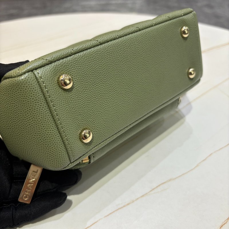 *SHIHNA名牌精品*Chanel business affinity bag郵差包 mini flap 荔枝牛皮 綠色金鍊(保卡)-5