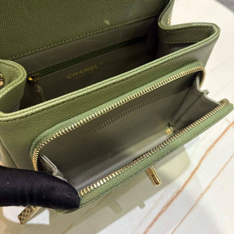 *SHIHNA名牌精品*Chanel business affinity bag郵差包 mini flap 荔枝牛皮 綠色金鍊(保卡)-8