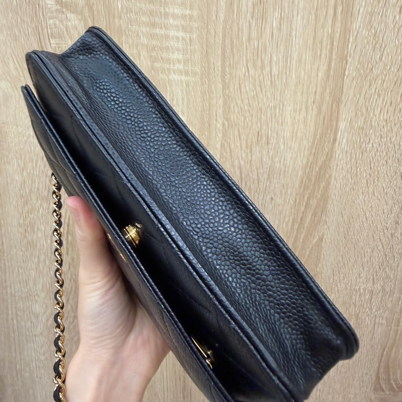 Chanel 黑荔枝牛皮金釦經典WOC-6