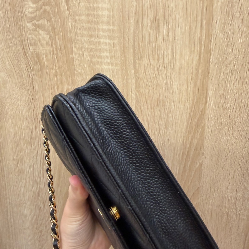 Chanel 黑荔枝牛皮金釦經典WOC-7