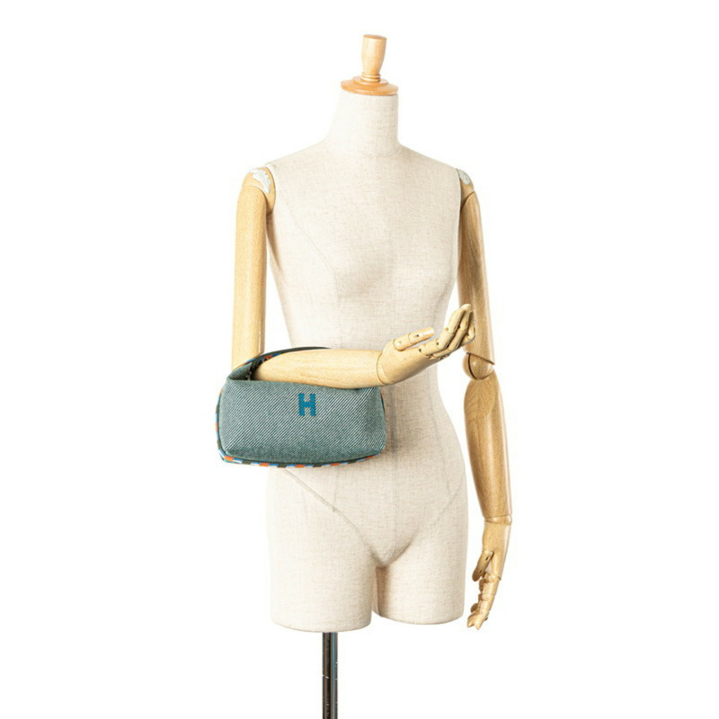 愛馬仕 Hermès Bride A 黑色 Au Carré PM 手提包/手拿包,森林綠印花 H 女士款-12