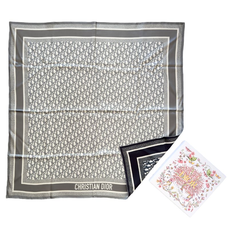 DIOR Oblique Diortwin 90 雙面 絲巾-0