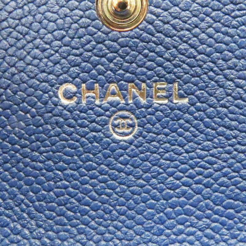 藍色 牛皮 菱格紋 荔枝紋 BOY 扣式長夾 銀扣 A80286-6