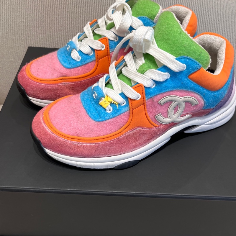 CHANEL香奈兒粉色拼色低幫運動鞋 38.5碼 G34360-5