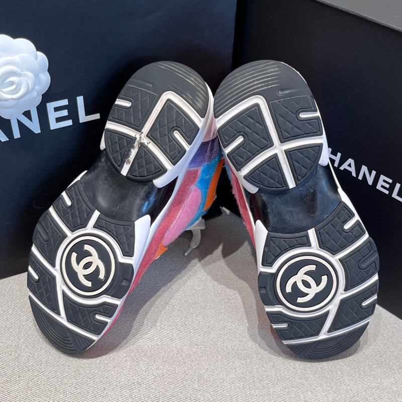 CHANEL香奈兒粉色拼色低幫運動鞋 38.5碼 G34360-6