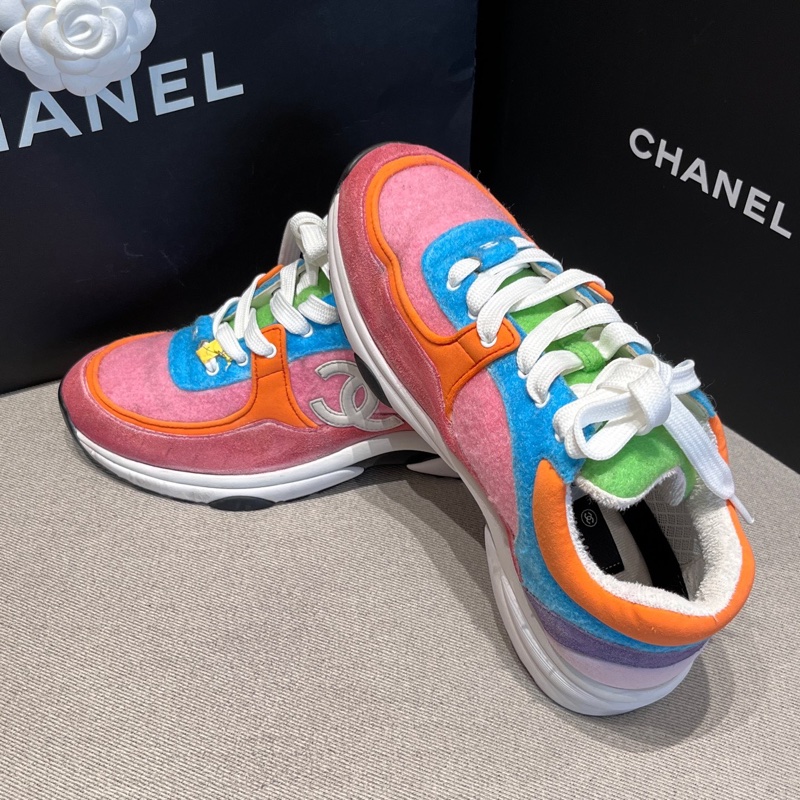 CHANEL香奈兒粉色拼色低幫運動鞋 38.5碼 G34360-7