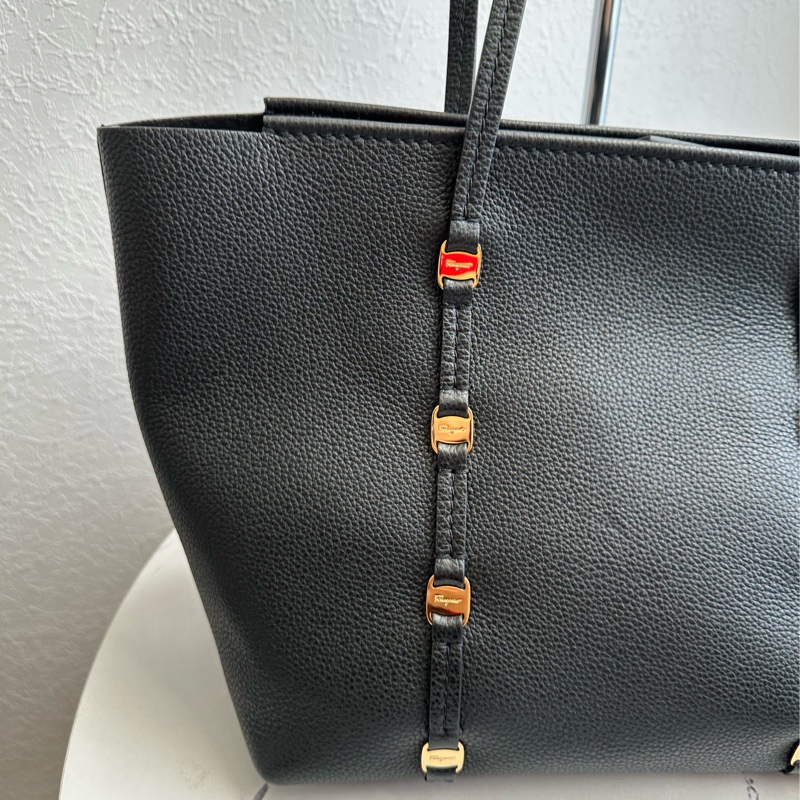 Ferragamo很好看全皮革拉鍊托特包-2
