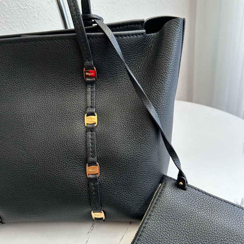 Ferragamo很好看全皮革拉鍊托特包-3