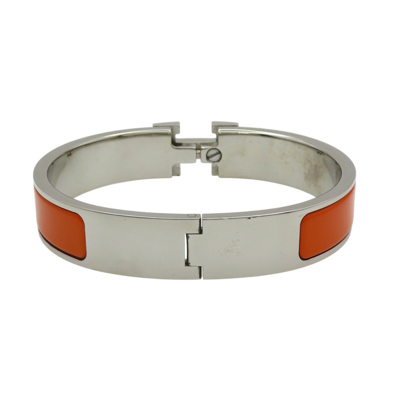 橘色琺瑯 銀色鍍金 Clic H 手環【HERMES 愛馬仕】-1