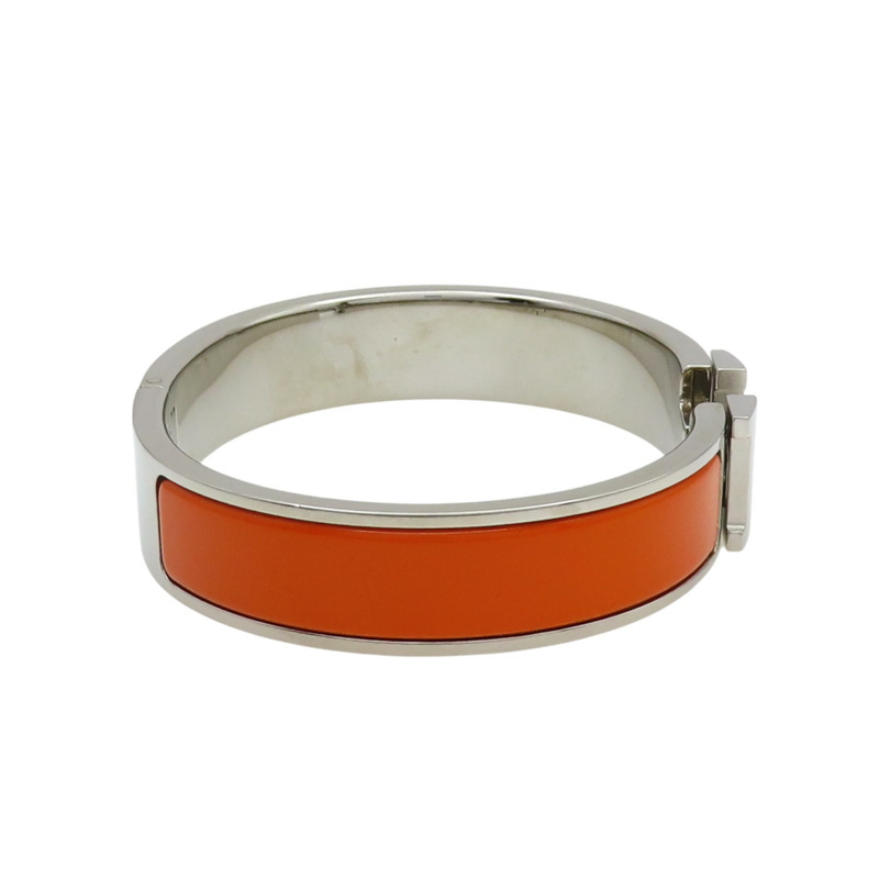 橘色琺瑯 銀色鍍金 Clic H 手環【HERMES 愛馬仕】-2
