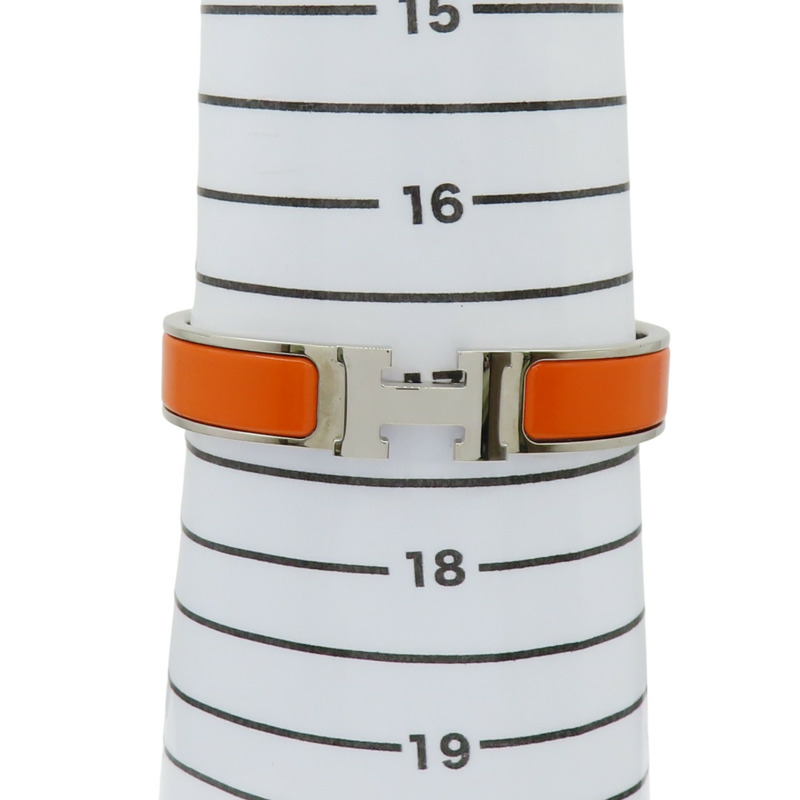 橘色琺瑯 銀色鍍金 Clic H 手環【HERMES 愛馬仕】-10