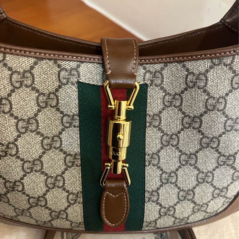 GUCCI 紅綠PVC咖邊賈姬包MM-1