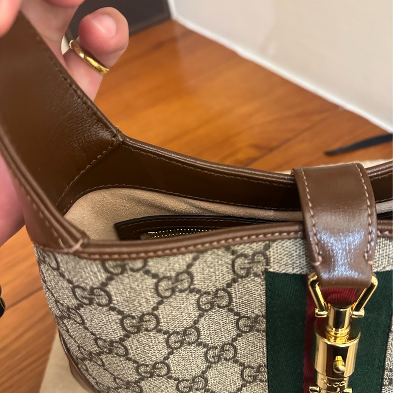 GUCCI 紅綠PVC咖邊賈姬包MM-3