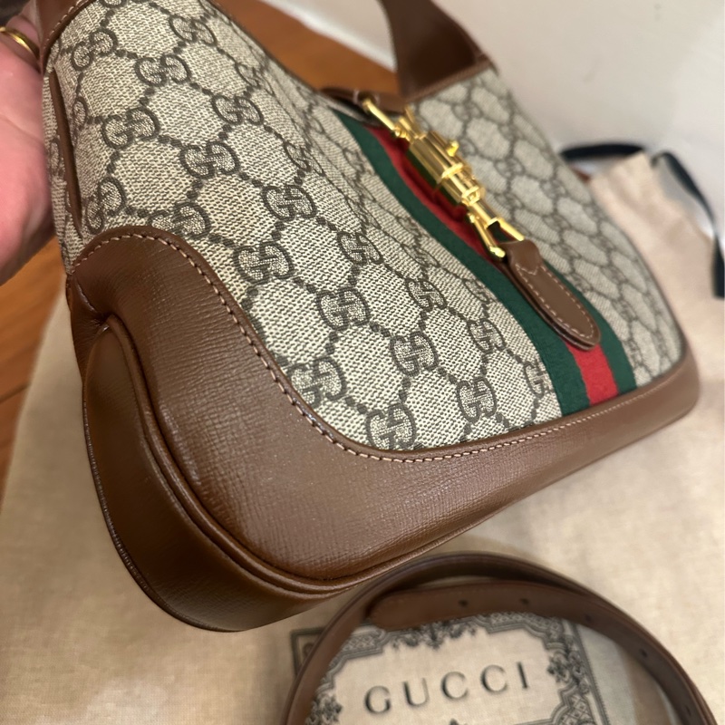 GUCCI 紅綠PVC咖邊賈姬包MM-4