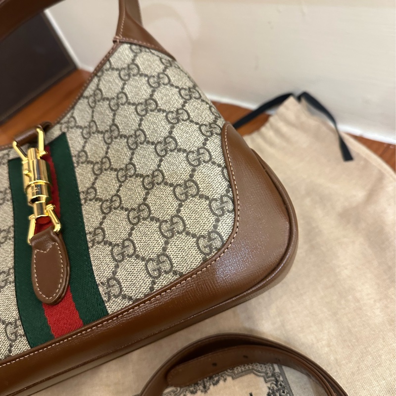 GUCCI 紅綠PVC咖邊賈姬包MM-5