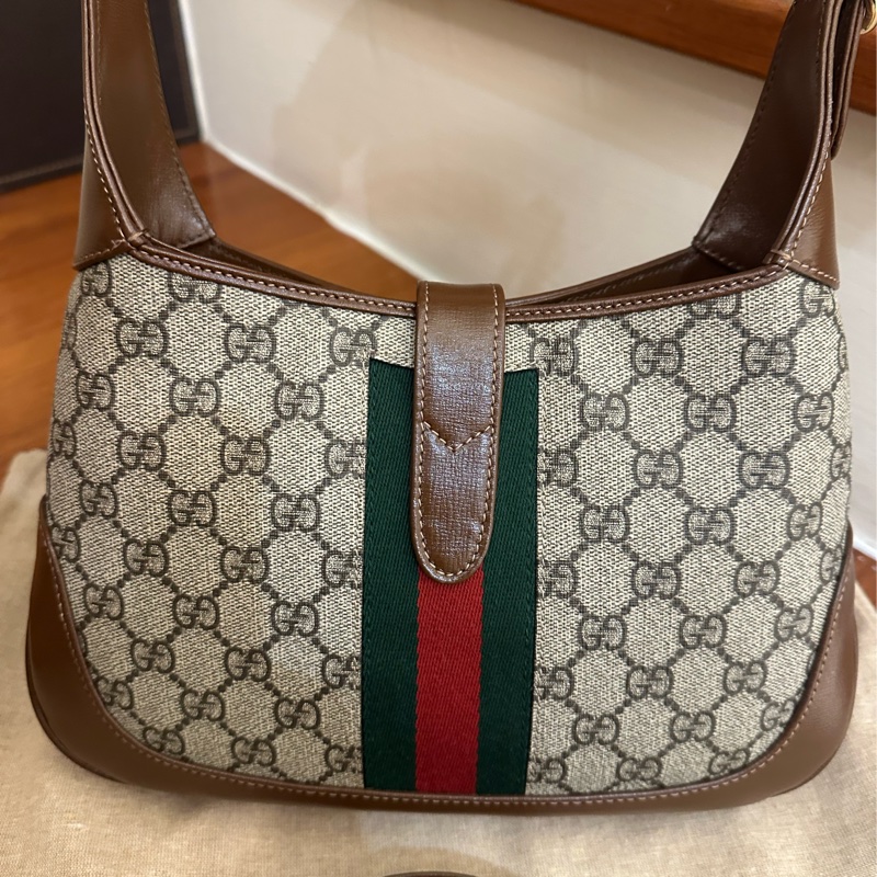 GUCCI 紅綠PVC咖邊賈姬包MM-6