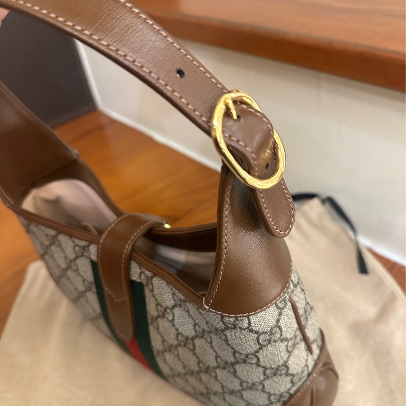 GUCCI 紅綠PVC咖邊賈姬包MM-7