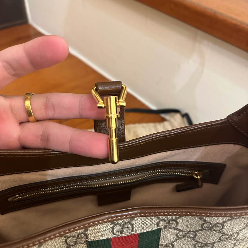 GUCCI 紅綠PVC咖邊賈姬包MM-13