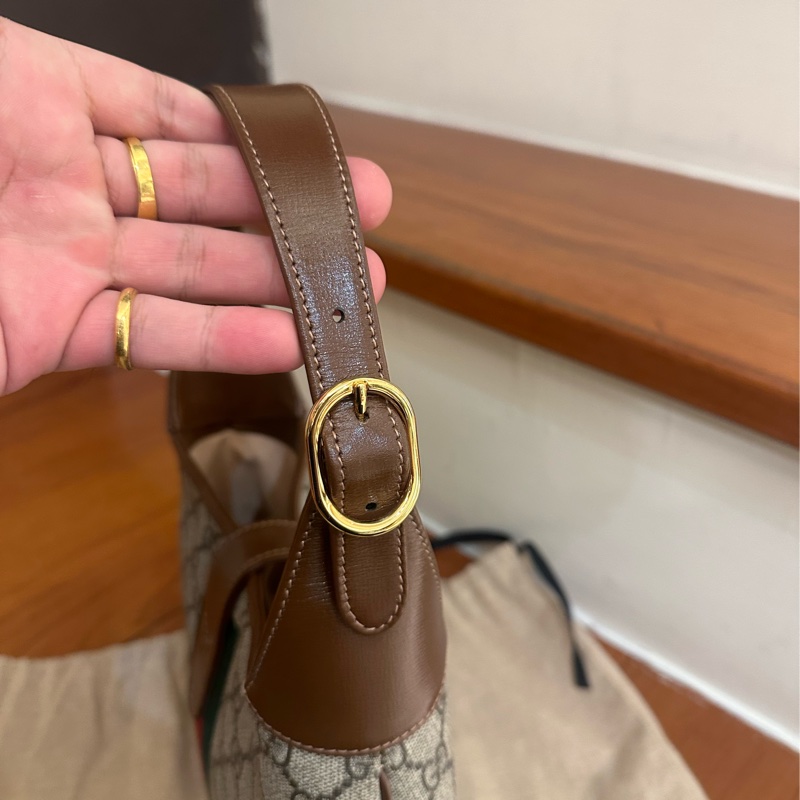 GUCCI 紅綠PVC咖邊賈姬包MM-15