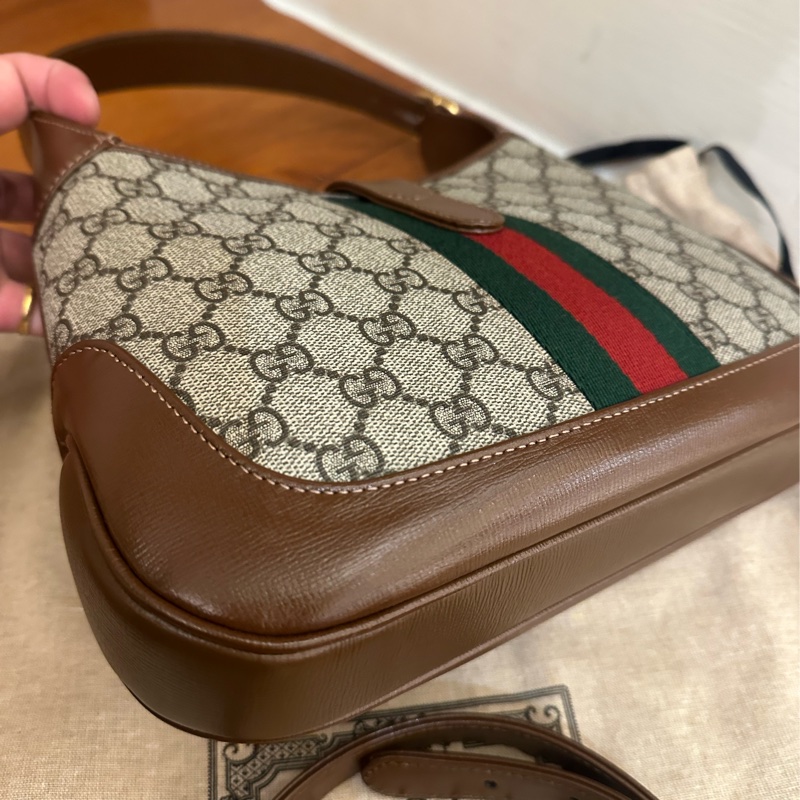 GUCCI 紅綠PVC咖邊賈姬包MM-18