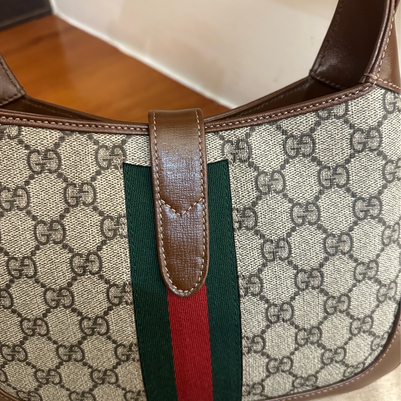 GUCCI 紅綠PVC咖邊賈姬包MM-19