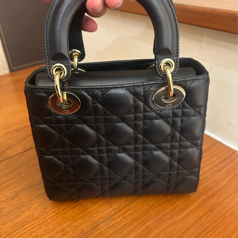 DIOR 黑羊皮淡金5*4黛妃包 超級便宜-3