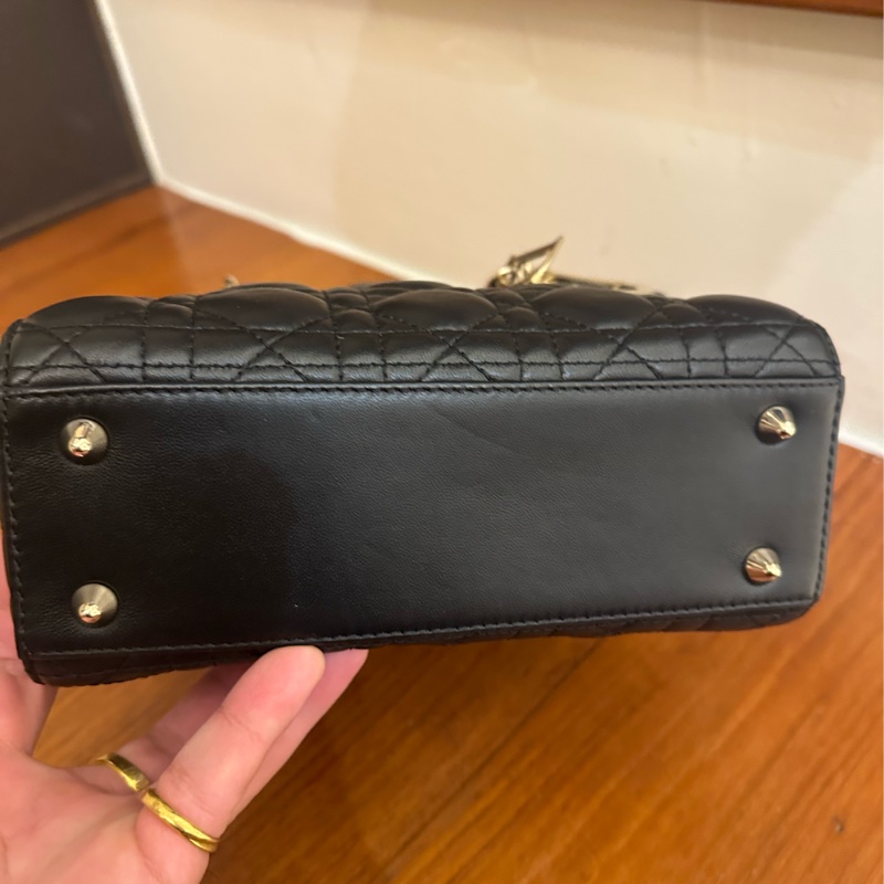 DIOR 黑羊皮淡金5*4黛妃包 超級便宜-9