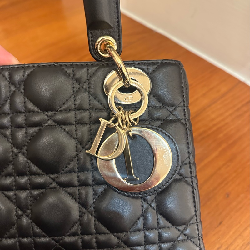DIOR 黑羊皮淡金5*4黛妃包 超級便宜-11