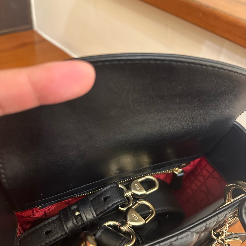 DIOR 黑羊皮淡金5*4黛妃包 超級便宜-13