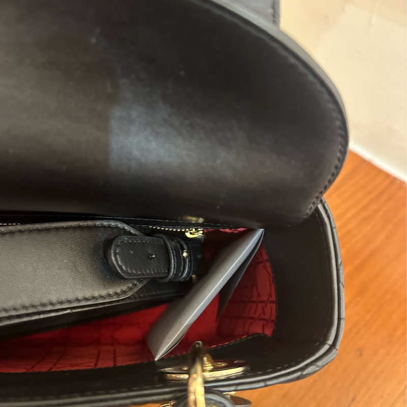 DIOR 黑羊皮淡金5*4黛妃包 超級便宜-15