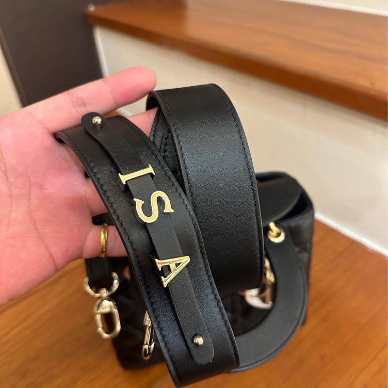 DIOR 黑羊皮淡金5*4黛妃包 超級便宜-16