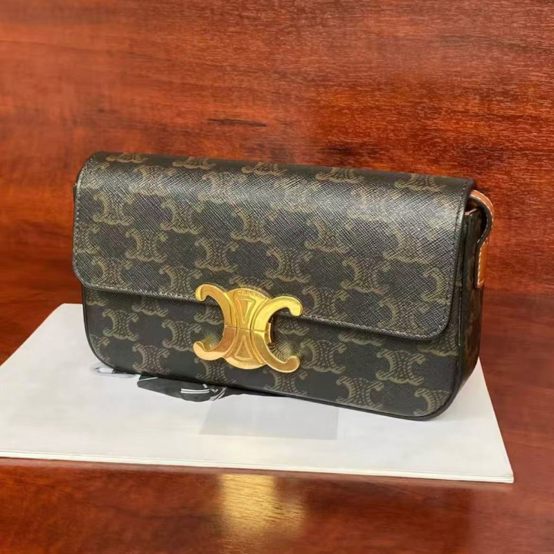 celine 老花腋下包 triomphe 肩背包 99新 20.5*11.5*4cm-3