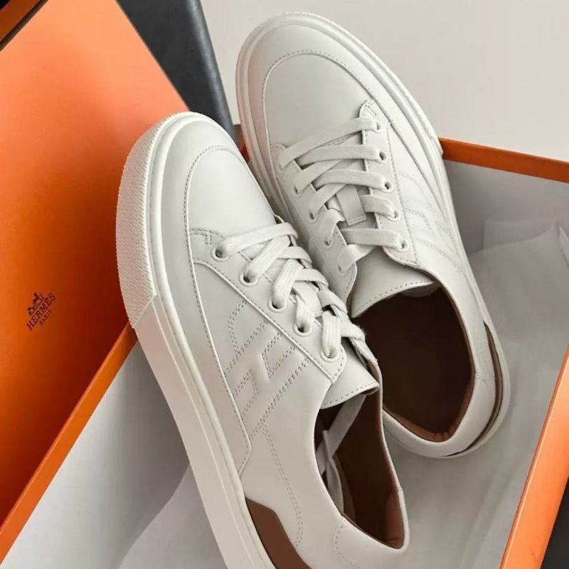 hermes deep白色金棕尾大h小白鞋休閒鞋37,全新 配件塵袋-3