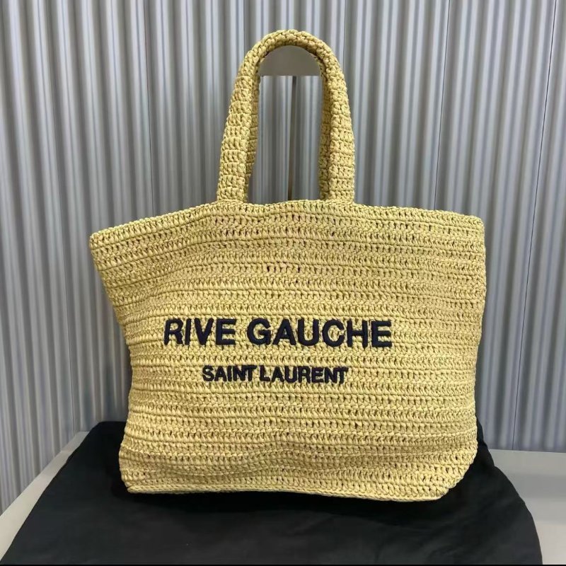 YSL 拉菲草編織RIVE GAUCHE托特包 48*36*14cm 99新 配件塵袋-2