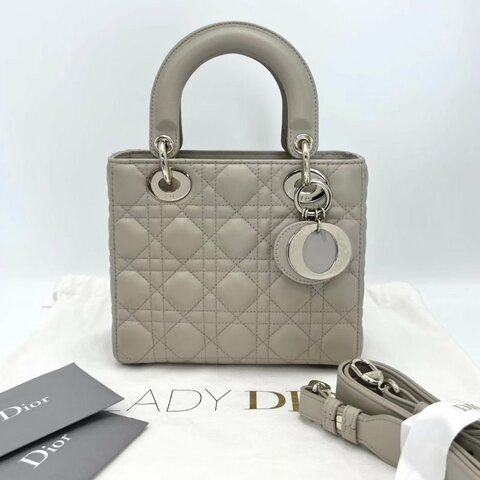 DIOR Lady Dior金扣黛妃手提肩背斜背包20*16.5*8 99新配件塵袋保卡