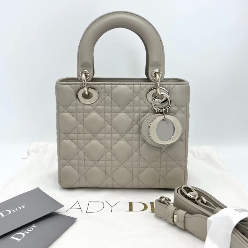 DIOR Lady Dior金扣黛妃手提肩背斜背包20*16.5*8 99新配件塵袋保卡-0