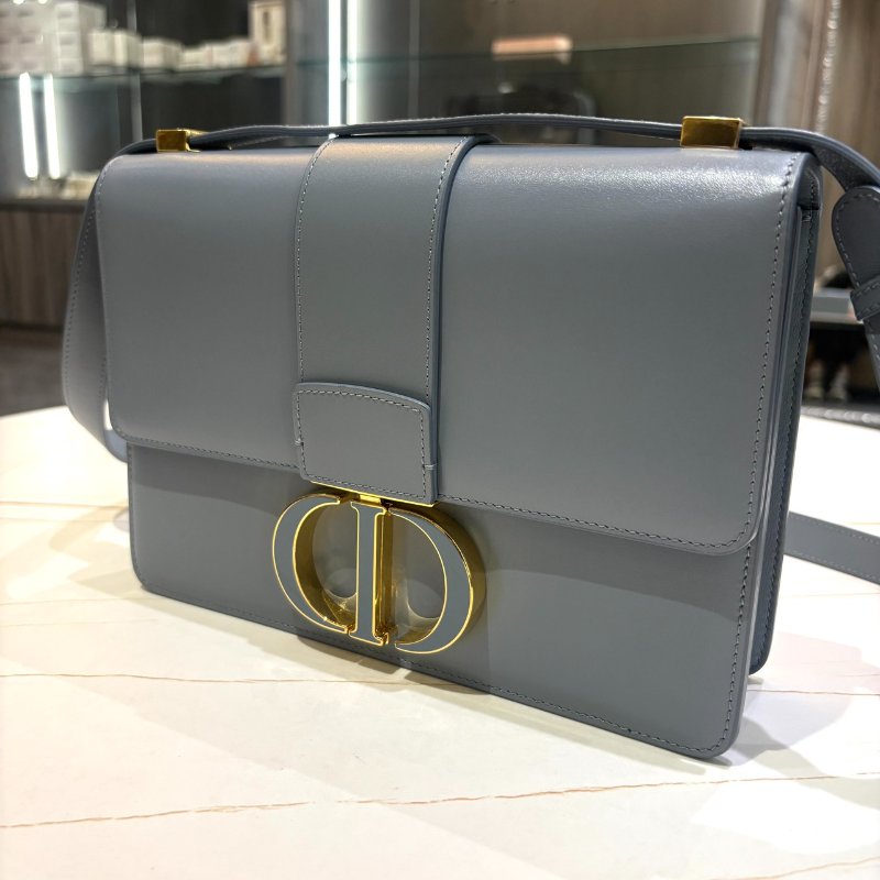 *SHIHNA名牌精品*Dior 30 Montaigne 蒙田 雲藍灰色 光滑小牛皮 CD 搭扣翻蓋包-0