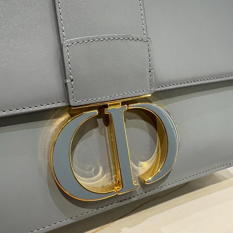 *SHIHNA名牌精品*Dior 30 Montaigne 蒙田 雲藍灰色 光滑小牛皮 CD 搭扣翻蓋包-1