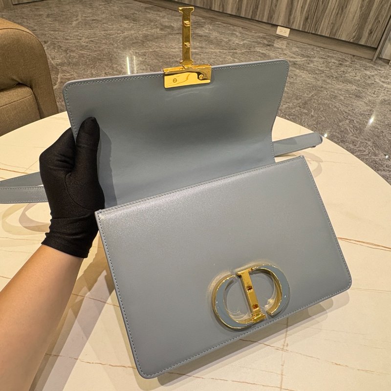 *SHIHNA名牌精品*Dior 30 Montaigne 蒙田 雲藍灰色 光滑小牛皮 CD 搭扣翻蓋包-6