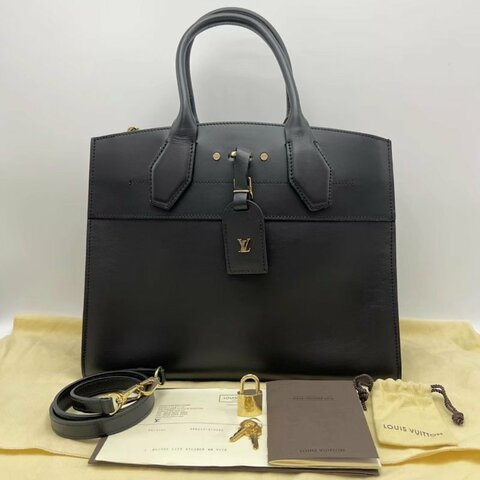 LV黑金City Steamer中號肩背斜背手提包31*26*14 99新配件塵袋鎖鑰匙購證