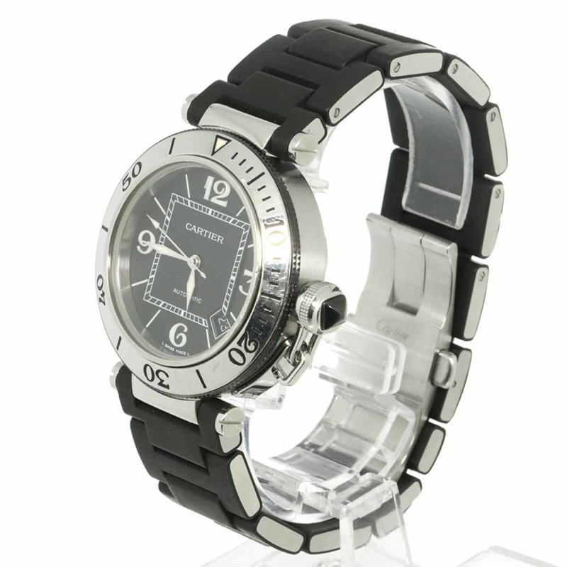 卡地亞 Pasha Seatimer W31077U2 男士腕錶,附日期顯示,黑色,自動上鍊機芯-1