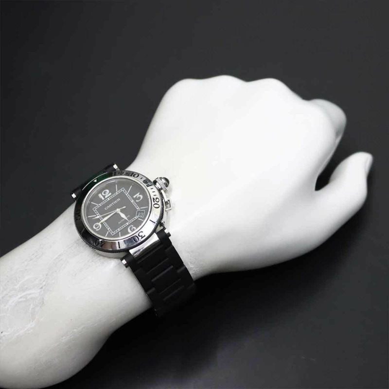 卡地亞 Pasha Seatimer W31077U2 男士腕錶,附日期顯示,黑色,自動上鍊機芯-2